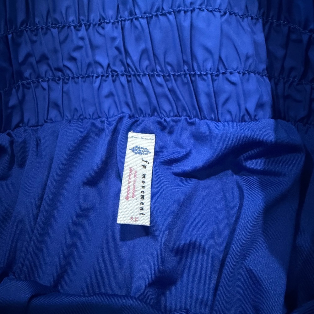 Free People Movement Get Your Flirt OnRoyal Blue Athletic Shortswith Ruffled Hem - Picture 2 of 3
